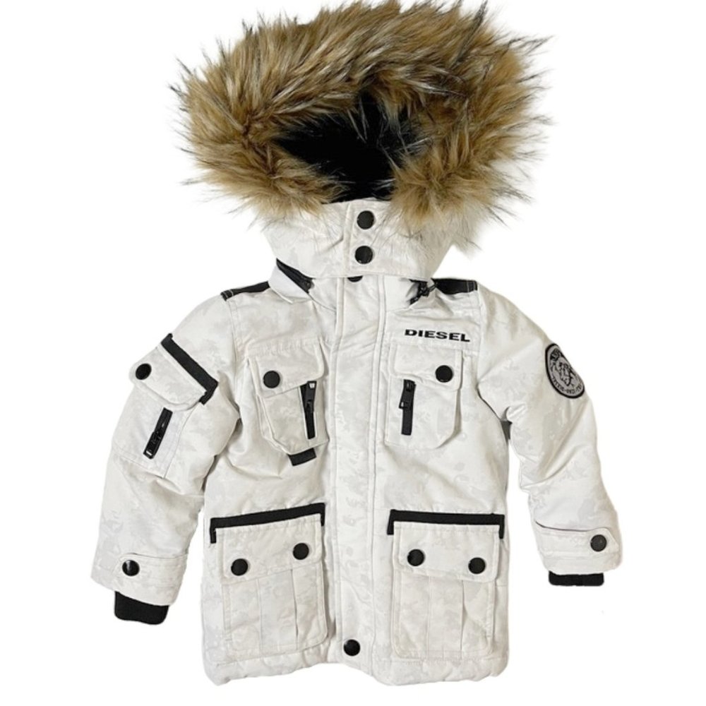 Diesel | Hooded Winter Coat with Faux-Fur Trim